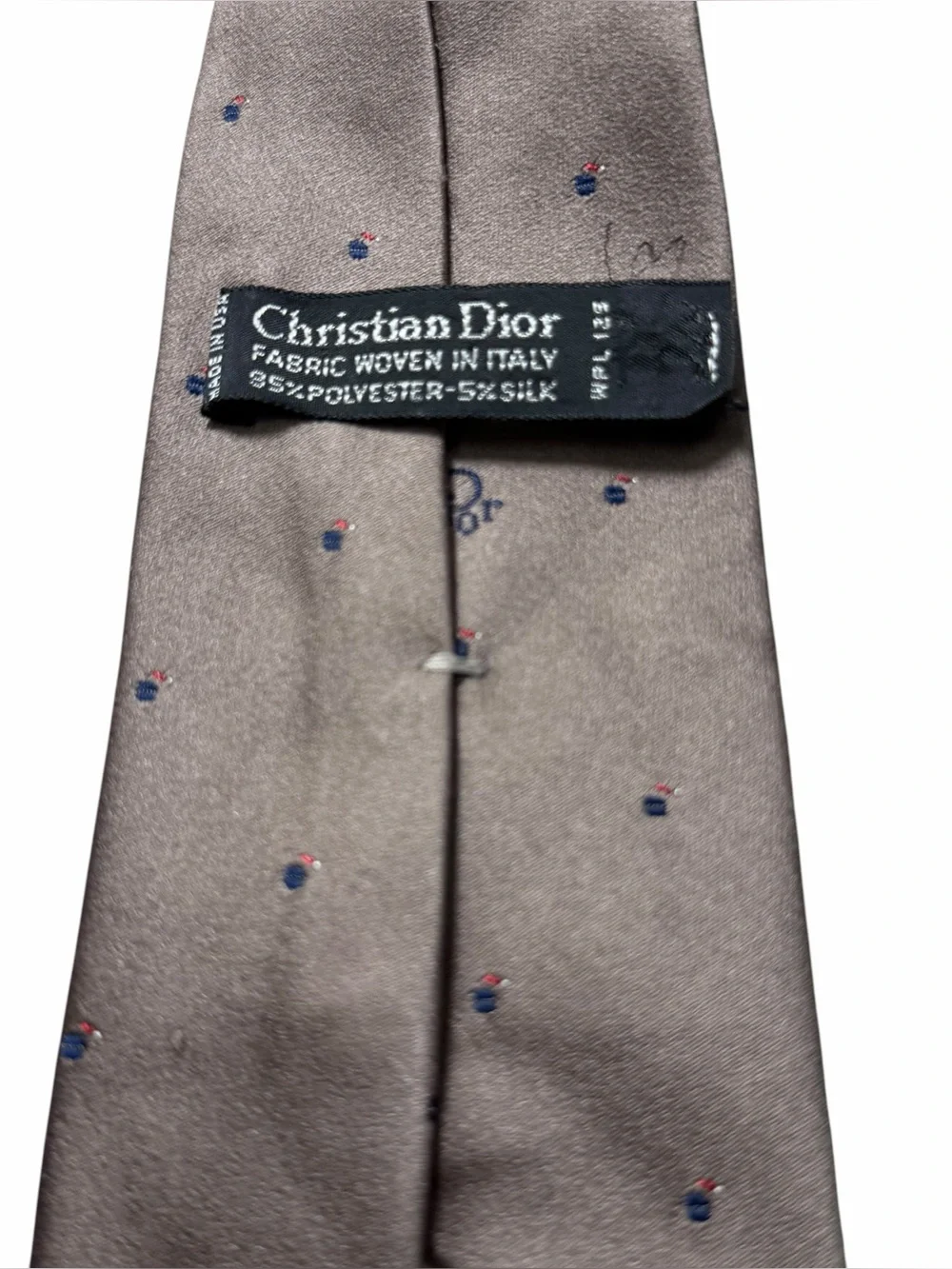 Christian Dior Vintage Silk Tie Brown Gray Mini Logo Pattern Made in Italy